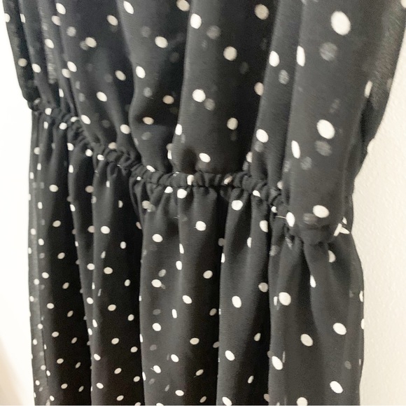 Divided by H&M Polka Dot Sleeveless Rounded Collar Fully Lined Dress Black White - Picture 7 of 12